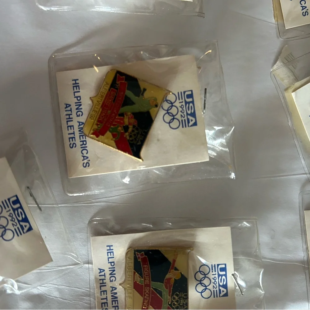Vintage Collectible 1992 USA Olympic Pins with Gold Accents - set of 9
